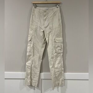 Abercrombie & Fitch High Rise Cargo Pants 26 | Cream Utility Pocket Straight Leg